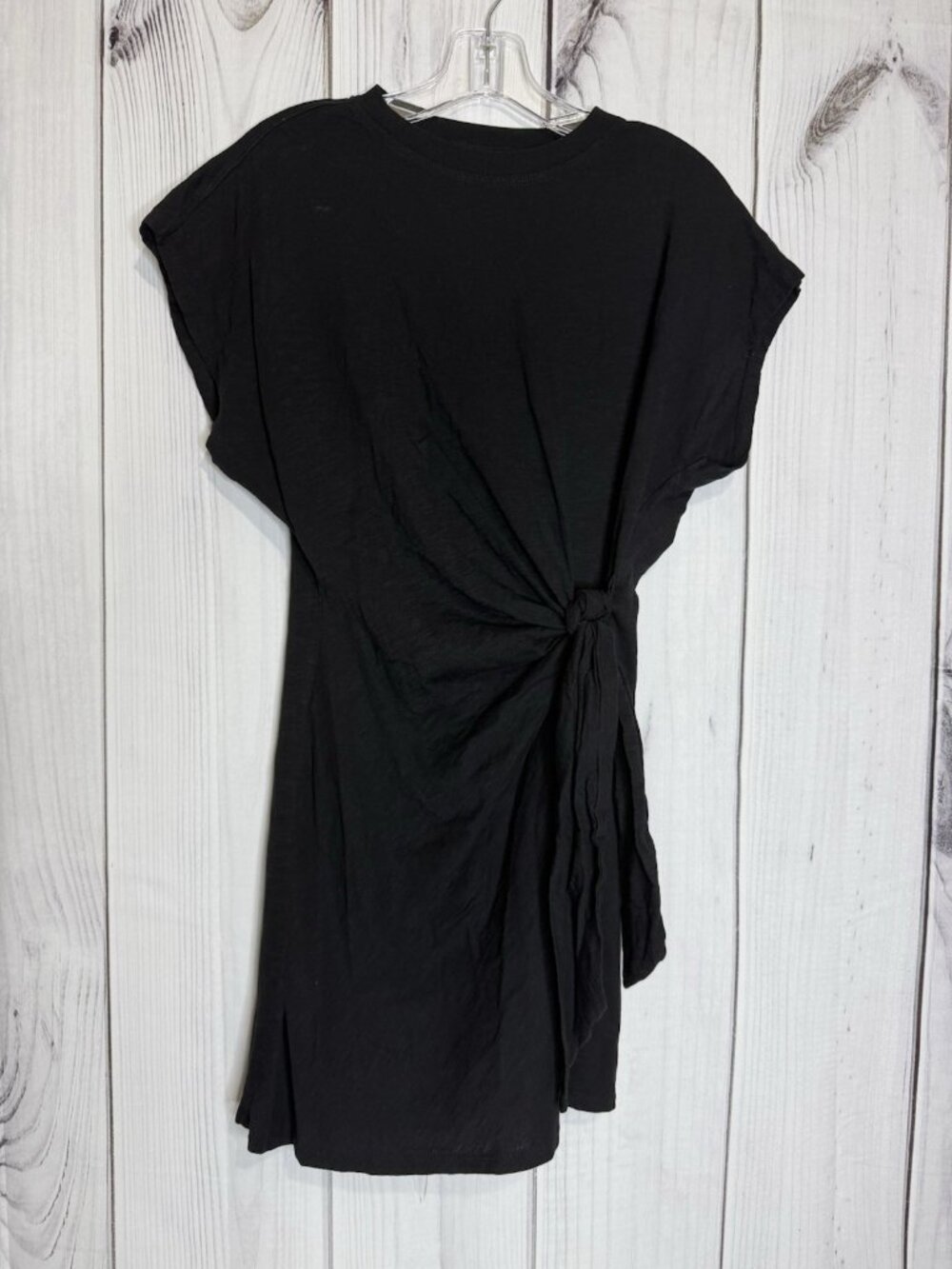 APIECE APART Size S Nina Cinched Mini Dress Black Organic Cotton Cap Sleeve